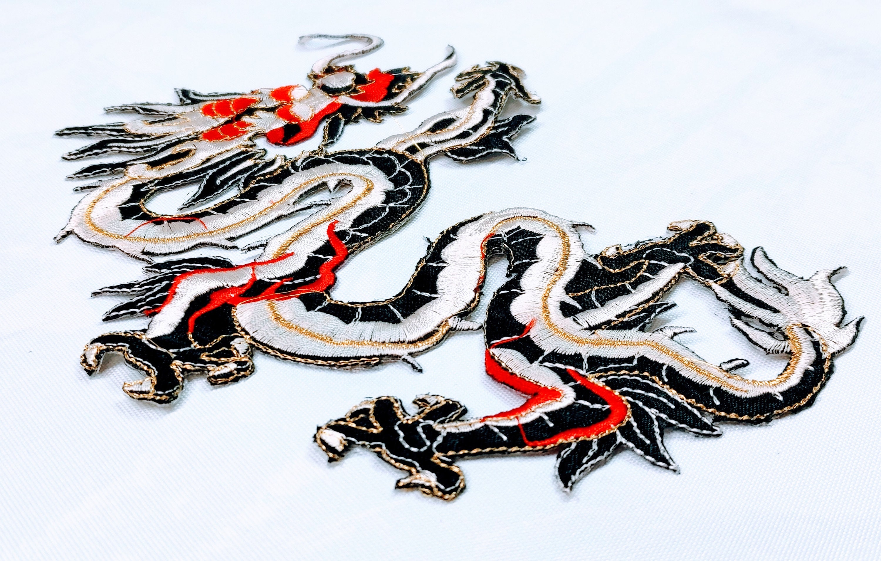 Large embroidered dragon patch black white, large iron on patches 126708 in  online supermarket