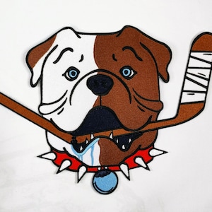 Small Sudbury Blueberry Bulldog Embroidery Patch - Shoresy Iron-On Sudbury Bulldogs Hockey Embroidered Patch - Hockey Patches #B398