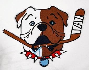 Big Sudbury Blueberry Bulldog Embroidery Patch - Shoresy Iron-On Sudbury Bulldogs Hockey Embroidered Patch -Hockey Patches 274/306-307