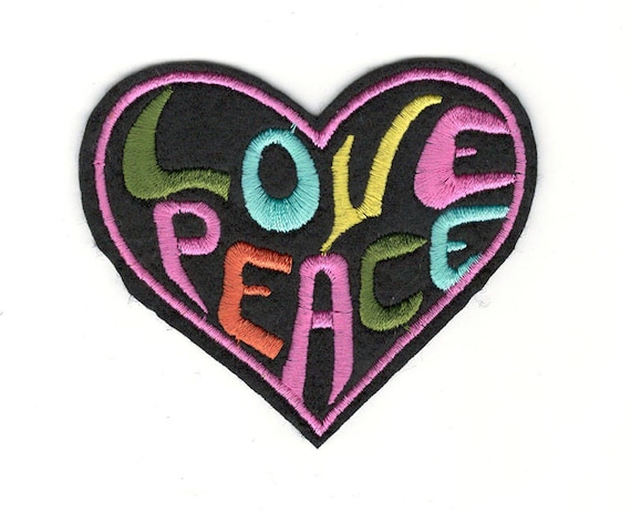 Hippie Peace Love Liebe Größe: 6,8 x 4,5 cm Bügelbild Aufnäher Aufbügler 