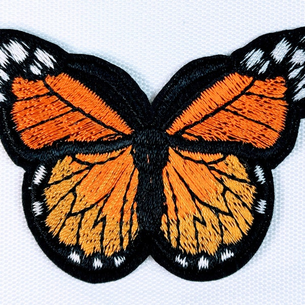 Small Monarch Butterfly Embroidery Patch - Iron-On Lepidoptera Insect Embroidered Patch - Jean, Jacket, Backpack Accessory Patches #B254