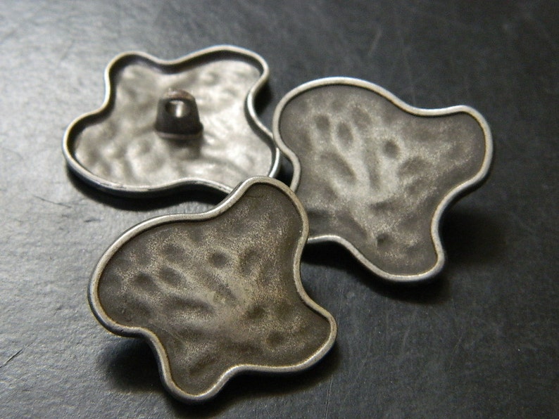 2 Buttons Per Order Large Metal Splat Pattern Button Gray Tone Metal Shank Button in Irregular Shape Big Non-Traditional Buttons