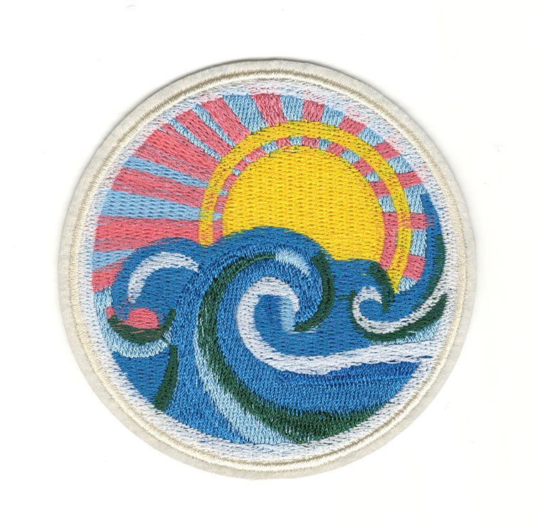 Colorful Ocean Scene Stylized Embroidered Iron-On Patch - Rainbow of …