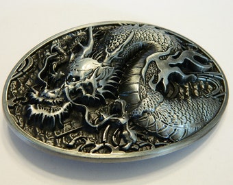 Chinese Dragon Metal Belt Buckle -Mens Specialty Metal Belt Buckles - Bikers Stylized Fantasy Dragon Belt Buckle - Unique belt Buckles #B627