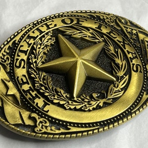 Golden State of Texas Pewter Belt Buckle - Mens Specialty Texas Lone Star Gold Metal Belt Buckle - Unique Custom Pewter Belt Buckle #B572