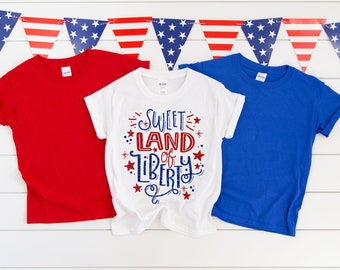 Sweet Land of Liberty /Patriotic/4th of July/ Independence Day Youth T-shirts/ Gildan/ LAT/ Rabbit Skins