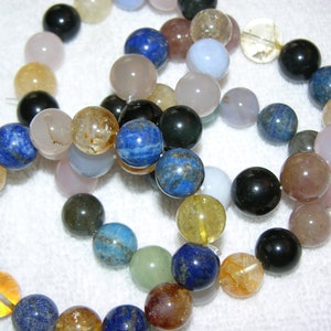 Mixed gemstone big 14mm bead bracelet stretchy adjustable 9 inch one bracelet per winner