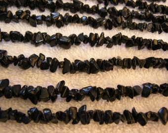 Black onyx necklace polished chips 36 inch
