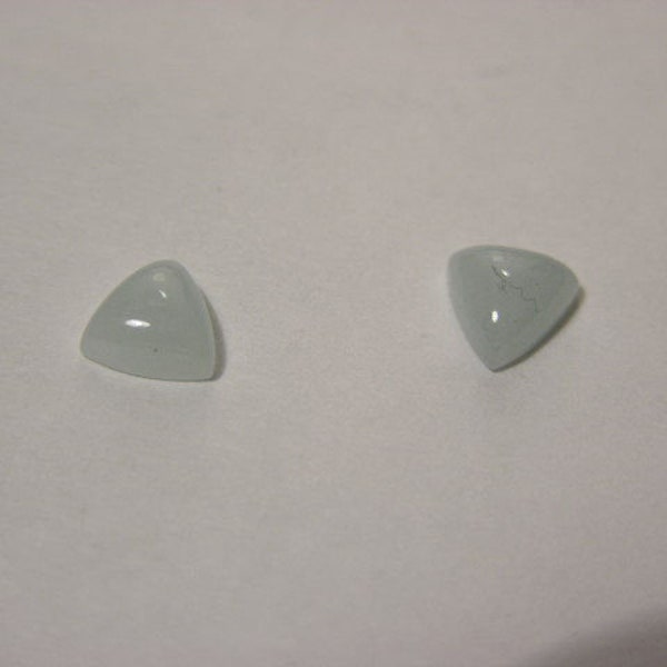 Blue Aquamarine gemstones 6mm trilliant cut cabochons pair all natural