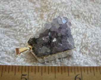 Amethyst crystal cluster pendant with silver bail 3/4-1.25 inch DG17