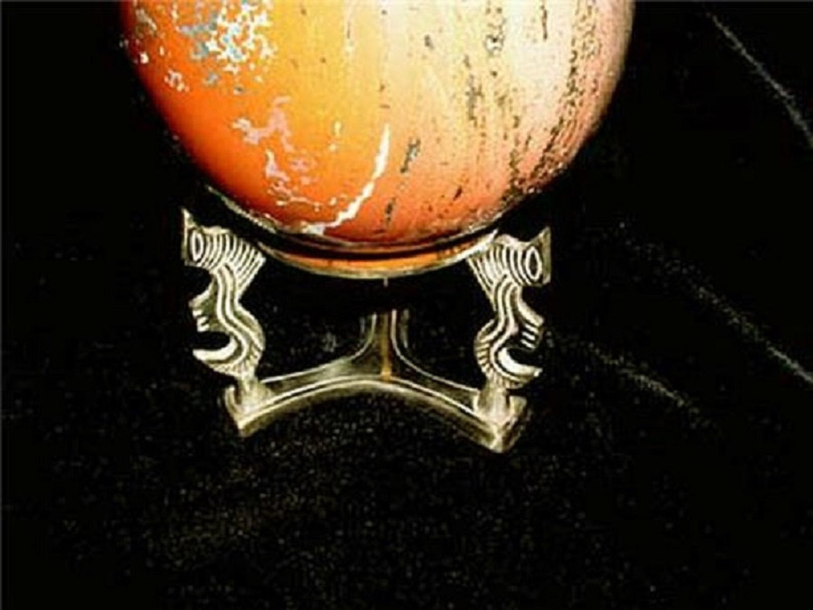 Brass sphere stand with decorative legs 3.5x3.25 inch good for Etsy