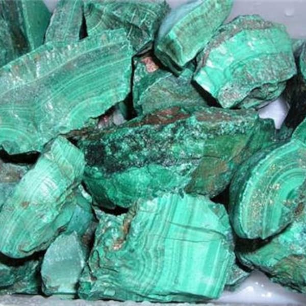 Malachite mine rough all natural 1/2 pound lots 2 plus pieces