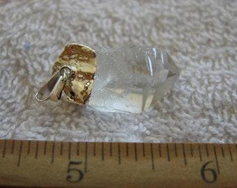 Quartz crystal point pendant with silver bail 3/4-1.25 inch DG33