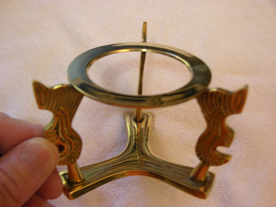 Brass sphere stand with decorative legs 3.5x3.25 inch good for Etsy