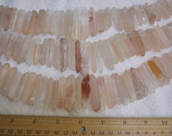 Pink Lemurian Quartz crystal 1-1.5 inch drilled for stringing 10 piece lot