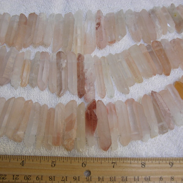 Pink Lemurian Quartz crystal 1-1.5 inch drilled for stringing 10 piece lot