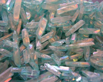 Angel aqua aura Quartz crystal drilled 1/2-1 inch 10 piece lot