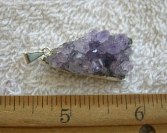 Amethyst crystal cluster pendant with silver bail 3/4-1.25 inch DG15