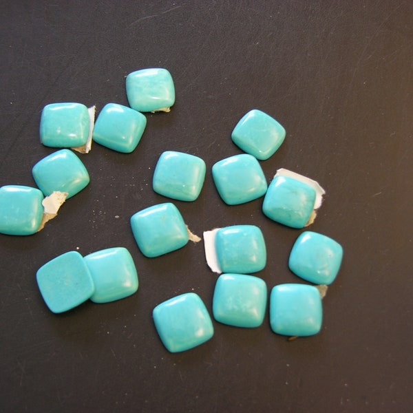 Turquoise cabochon gemstones 15mm cushion 5 cab lots