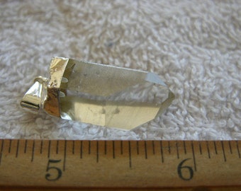 Quartz crystal point pendant with silver bail 3/4-1.25 inch DG21