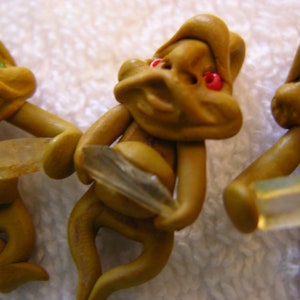 Crystal Troll pendants 2 Trolls per lot holding healing crystals 1.5 inch