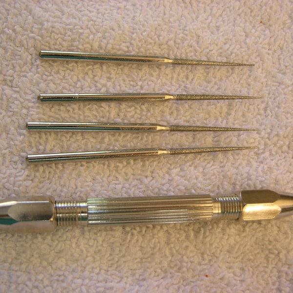 Diamond reamers w/pin vice & 4 diamond reamer bits