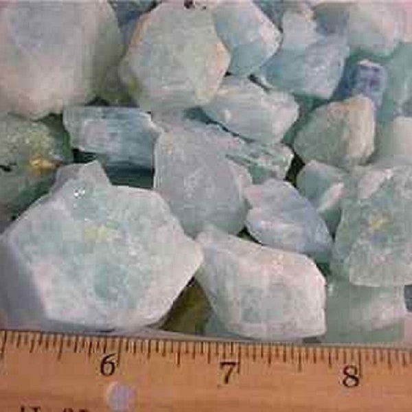 Aquamarine mine rough crystal mixed grade 1 to 2.5 inch 1/2 pound lots