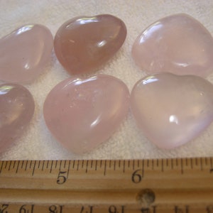 Rose Quartz heart polished 1 stone per lot 1 1/4x1/2 inch