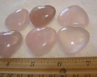 Rose Quartz heart polished 1 stone per lot 1 1/4x1/2 inch