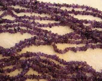 Amethyst necklace polished chips 36 inch