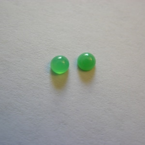 Chrysoprase cabochon pair 4mm round natural green polished both sides