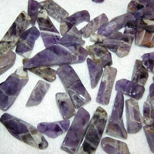 Amethyst chevron crystal polished 1/2-1 1/2 inch drilled for stringing 8 piece lot