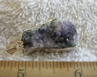 Amethyst crystal cluster pendant with silver bail 3/4-1.25 inch DG18