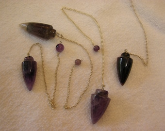 Amethyst crystal pendulum with holding bead 1 per lot