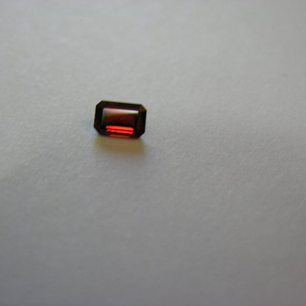 Orange red spessartite garnet gemstone 6x4mm faceted emerald style all natural