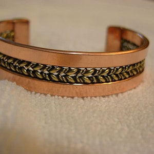 Solid copper with braided copper center bracelet adjustable magnetic healing 1/2 inch wide