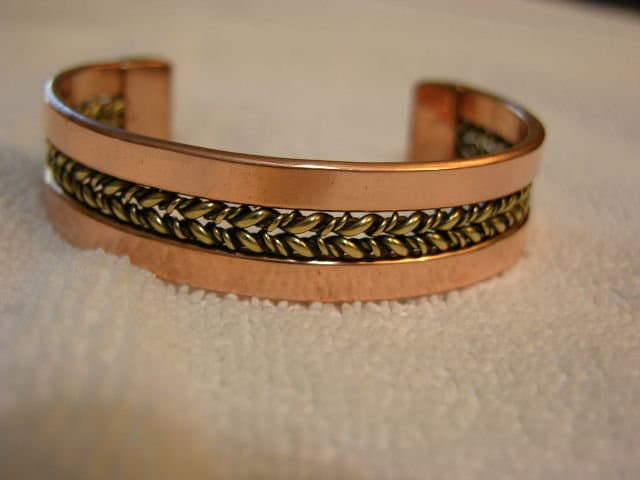 Solid copper with braided copper center bracelet adjustable magnetic healing 1/2 inch wide