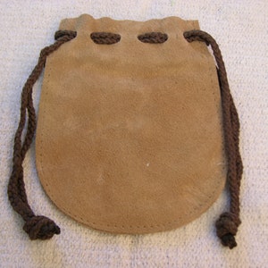Real supple soft leather pouch purse 5x4 inch drawstring closing 2 pouch lot