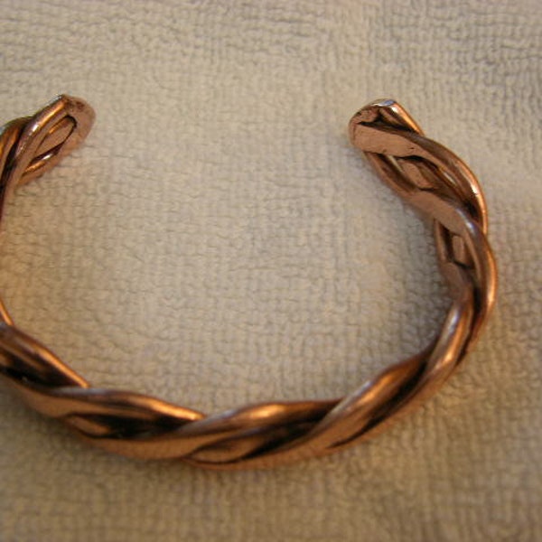 Solid braided copper bracelet adjustable bigger healing 1/2 inch wide