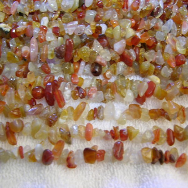 Carnelian agate necklace polished chips 32 inch