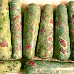 Ruby in zoisite tapered polished massage wand 3-4 inch 1 wand per lot