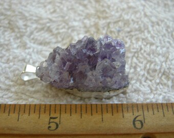 Amethyst crystal cluster pendant with silver bail 3/4-1.25 inch DG16