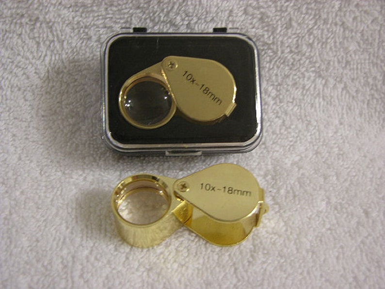 Jewelers loupe magnifying lens 10x18 MM gold plated w/case 10 Etsy