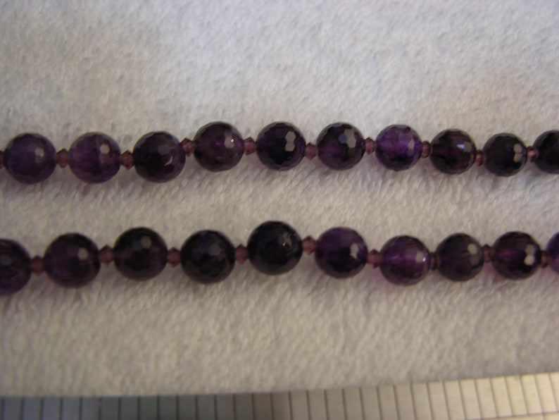 Amethyst faceted beads 8mm round 22 inch strung with seed beads /& cap ar10