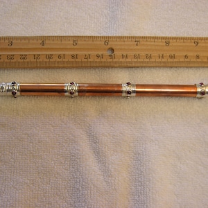 Wand healing stick copper Crystal point & sphere sterling silver and garnet gemstones