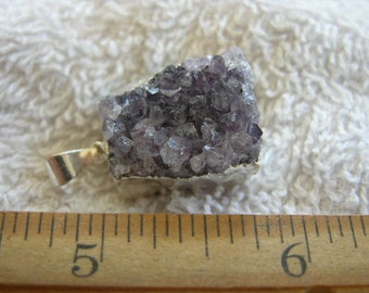 Amethyst crystal cluster pendant with silver bail 3/4-1.25 inch DG19