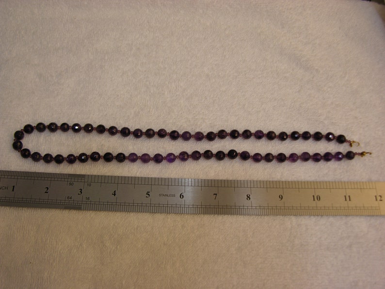 Amethyst faceted beads 8mm round 22 inch strung with seed beads /& cap ar10
