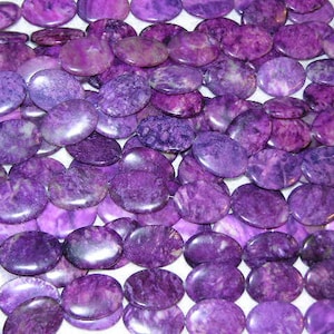 Sugilite beads flat oval 35x25mm 15 bead lot