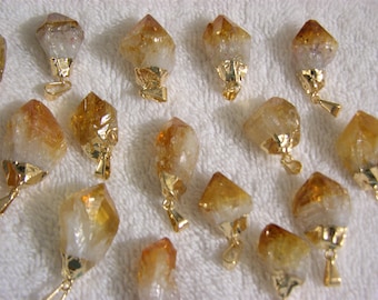 Citrine crystal point pendant with gold bail 3/4-1.25 inch (1) one per winner