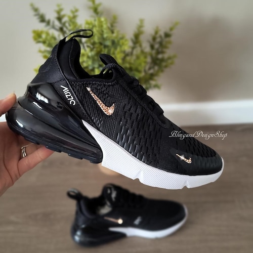 Buy Swarovski Womens Nike Air Max 270 Black White Sneakers Online in India  - Etsy